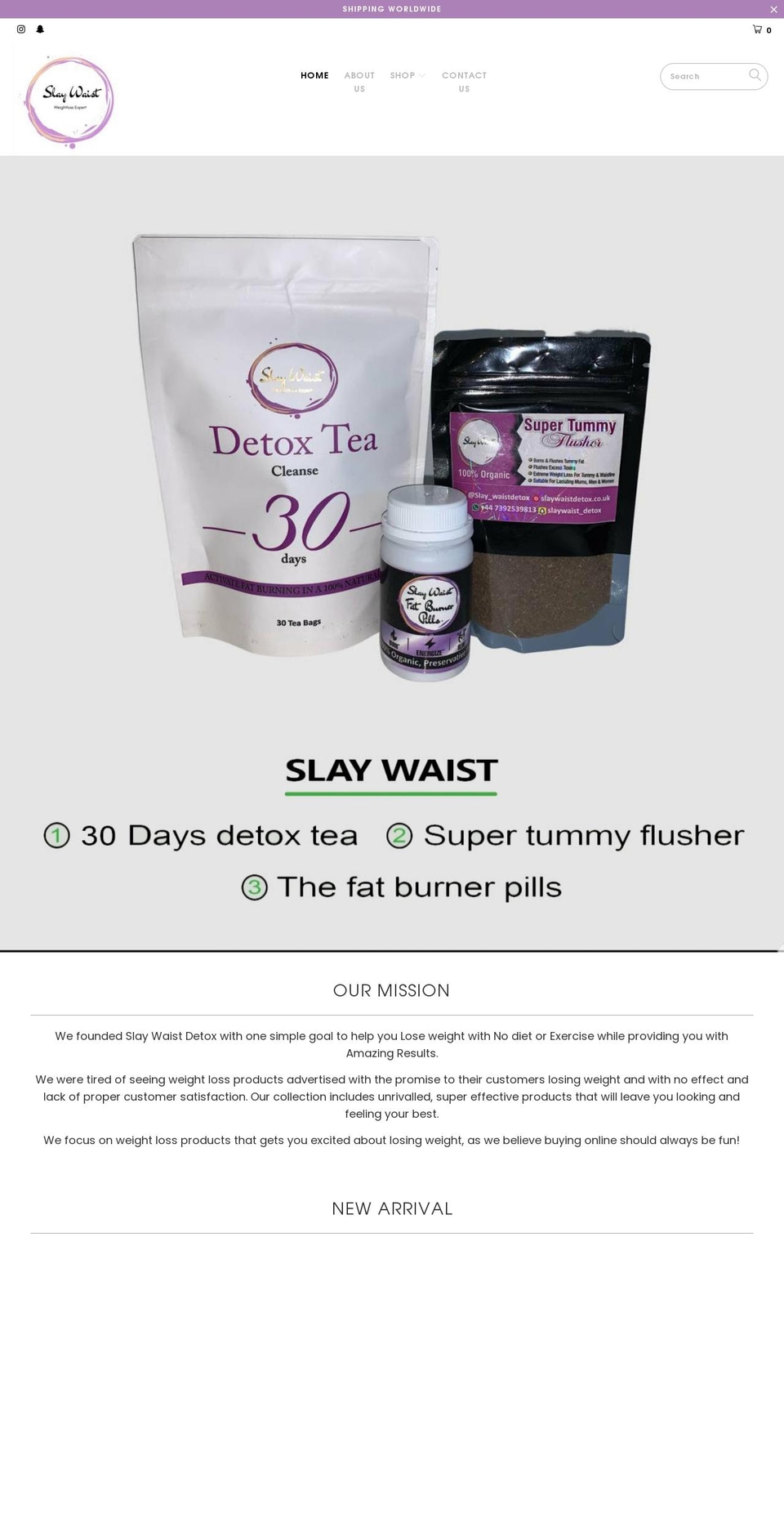 slaywaistdetox.co.uk shopify website screenshot