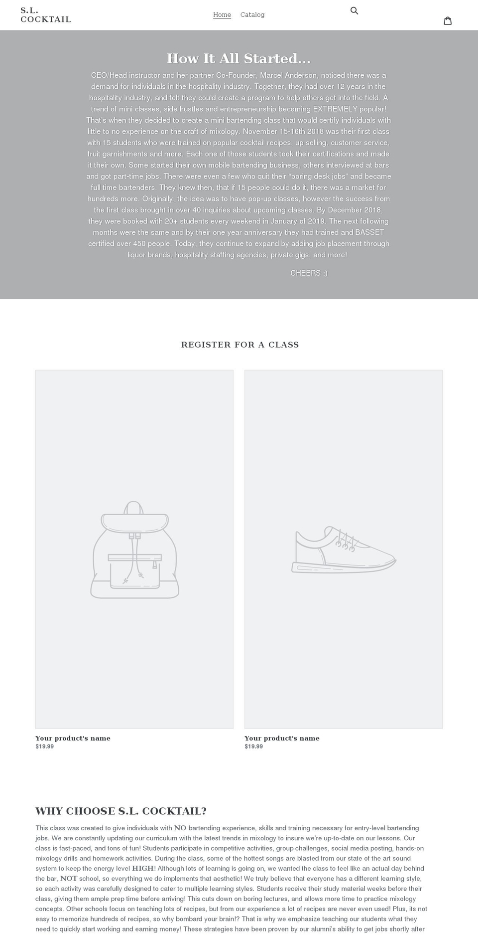slcocktail.net shopify website screenshot