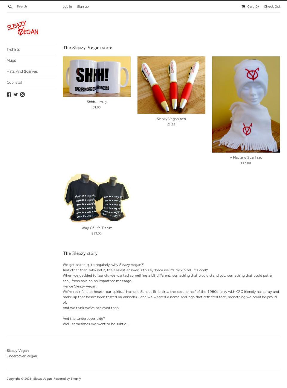 sleazyvegan.com shopify website screenshot