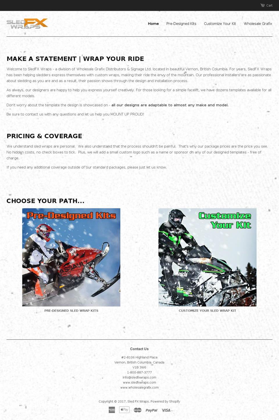 sledfxwraps.com shopify website screenshot