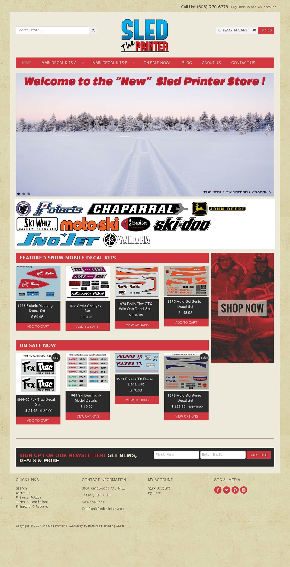 sledprinter.com shopify website screenshot