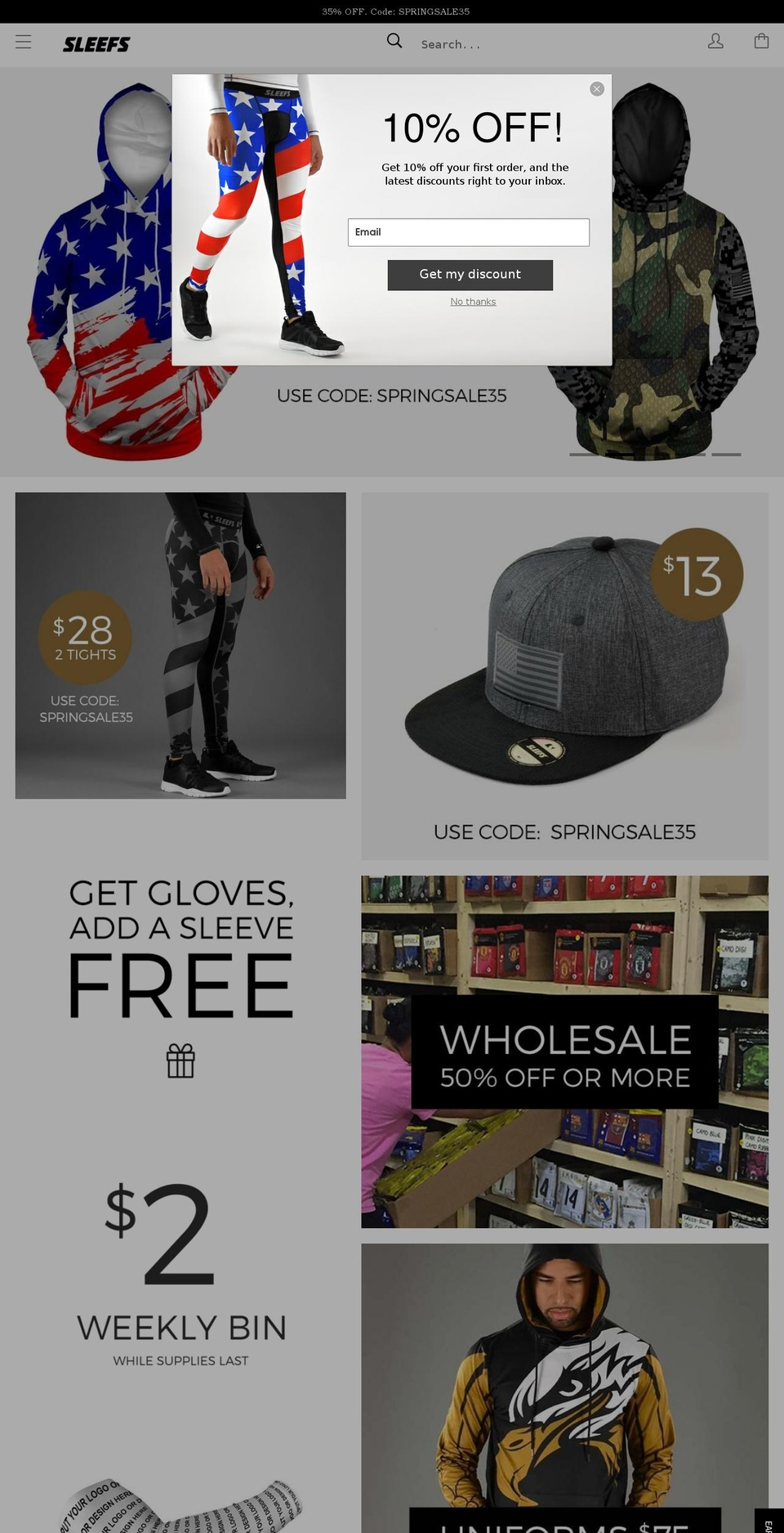 Impulse Shopify theme site example sleefs.com