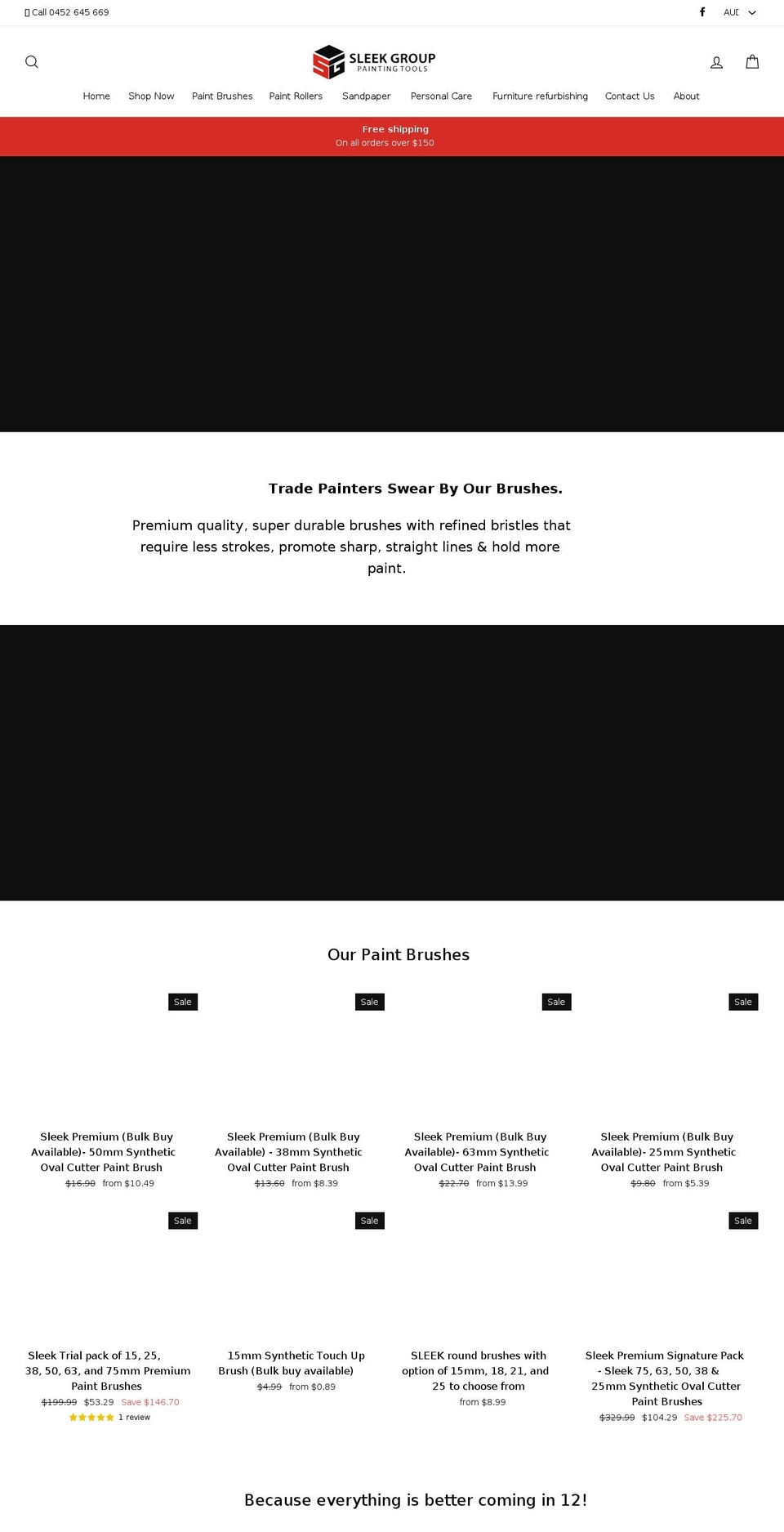 sleekbrushes.com.au shopify website screenshot