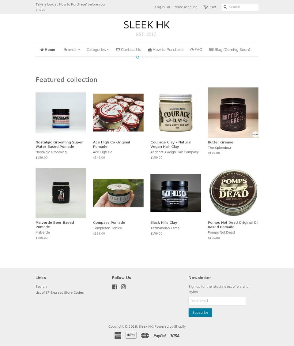 sleekhk.com — Shopify storefront screenshot