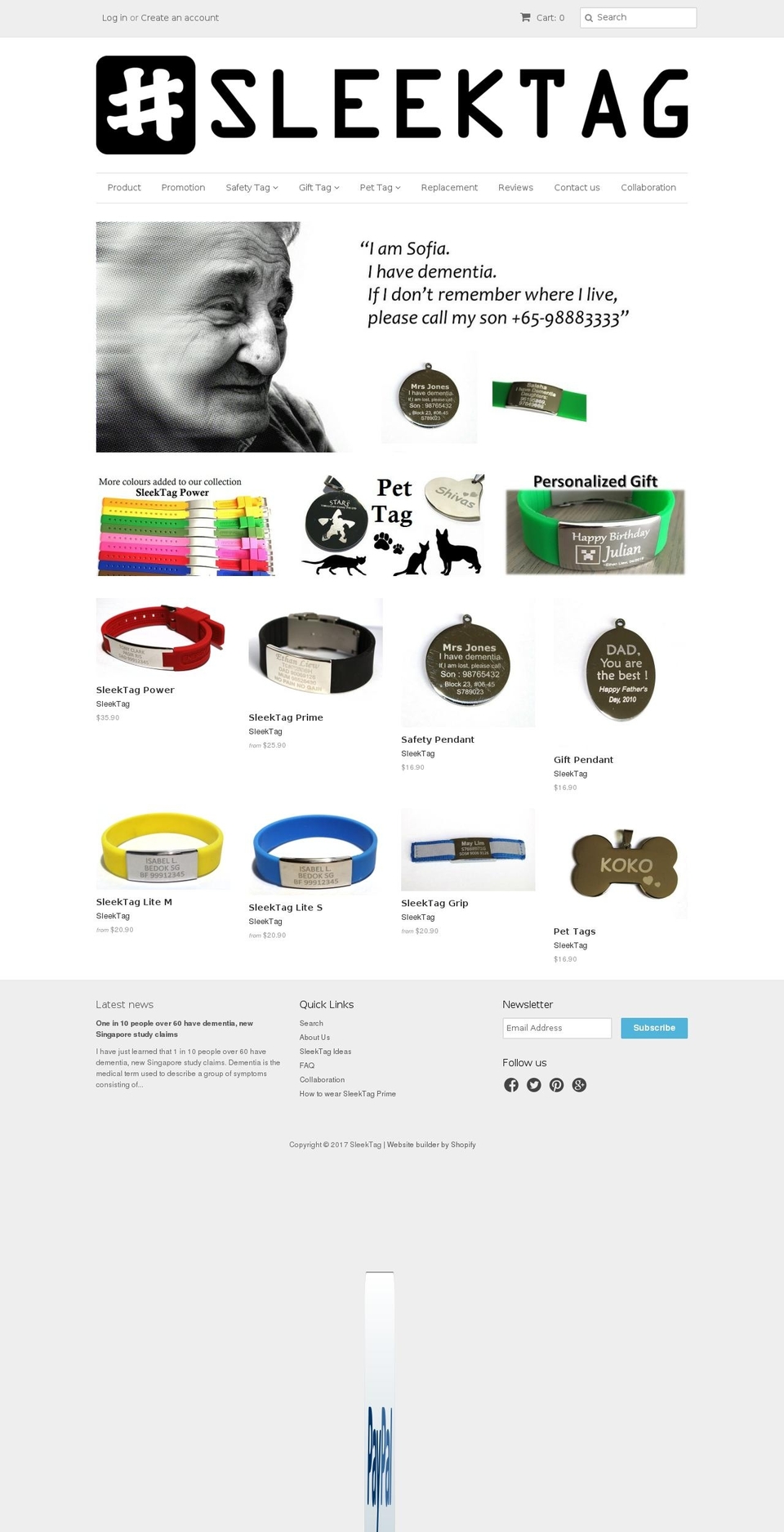 sleektag.com shopify website screenshot