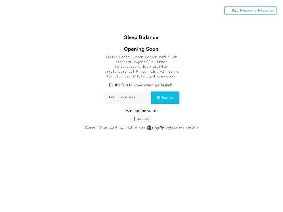 sleep-balance.com shopify website screenshot