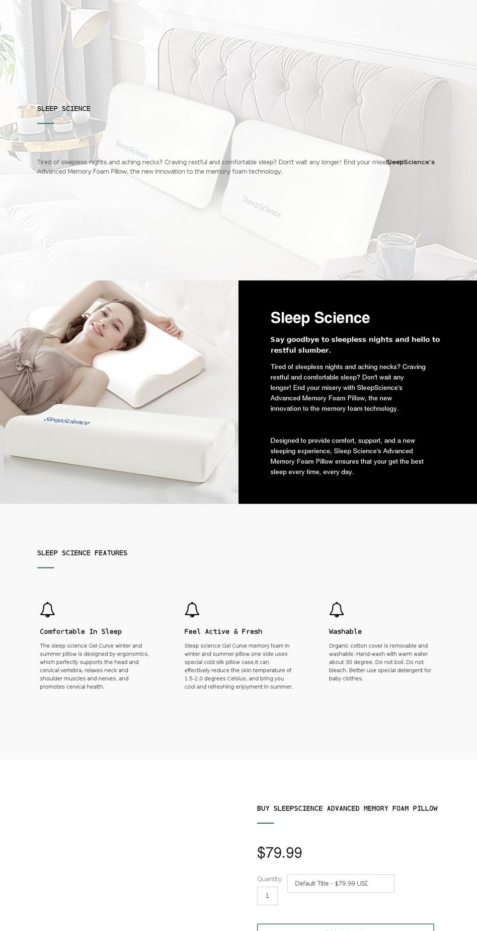 sleep-science.com shopify website screenshot