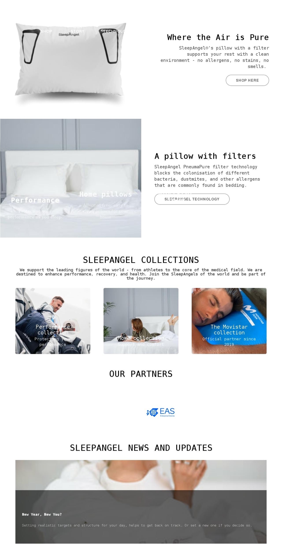 sleepangel.eu shopify website screenshot