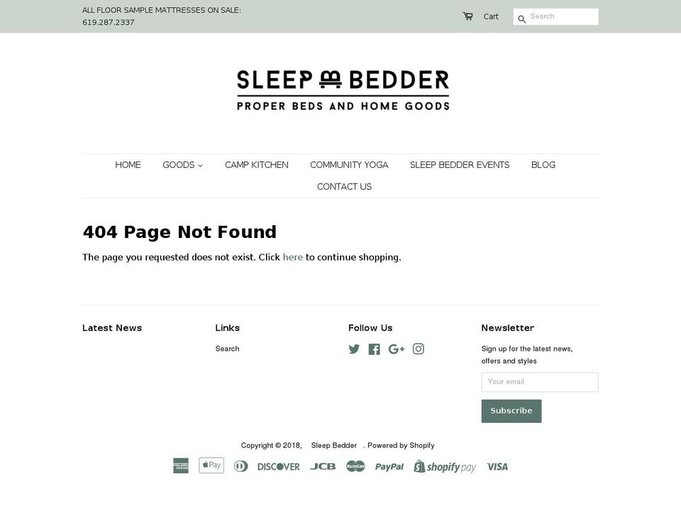 sleepbedderartcollective.com shopify website screenshot