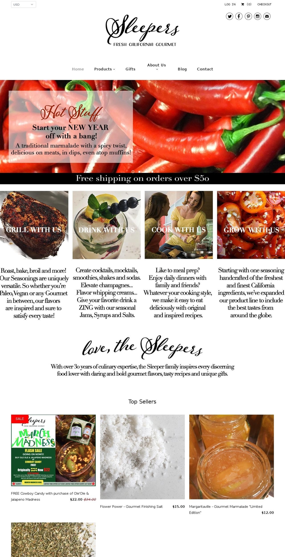 sleepersgourmet.com shopify website screenshot