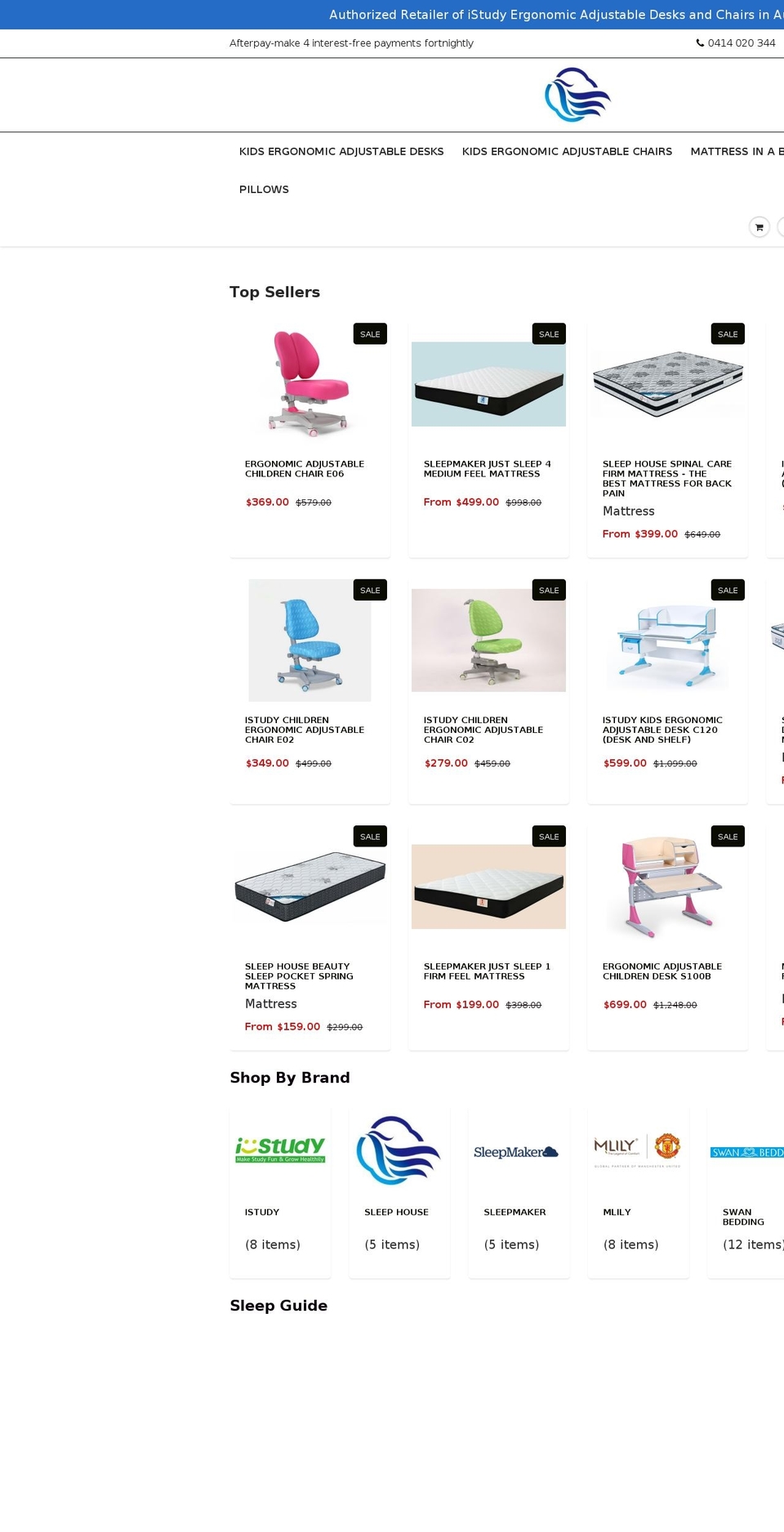 sleephouse.com.au shopify website screenshot