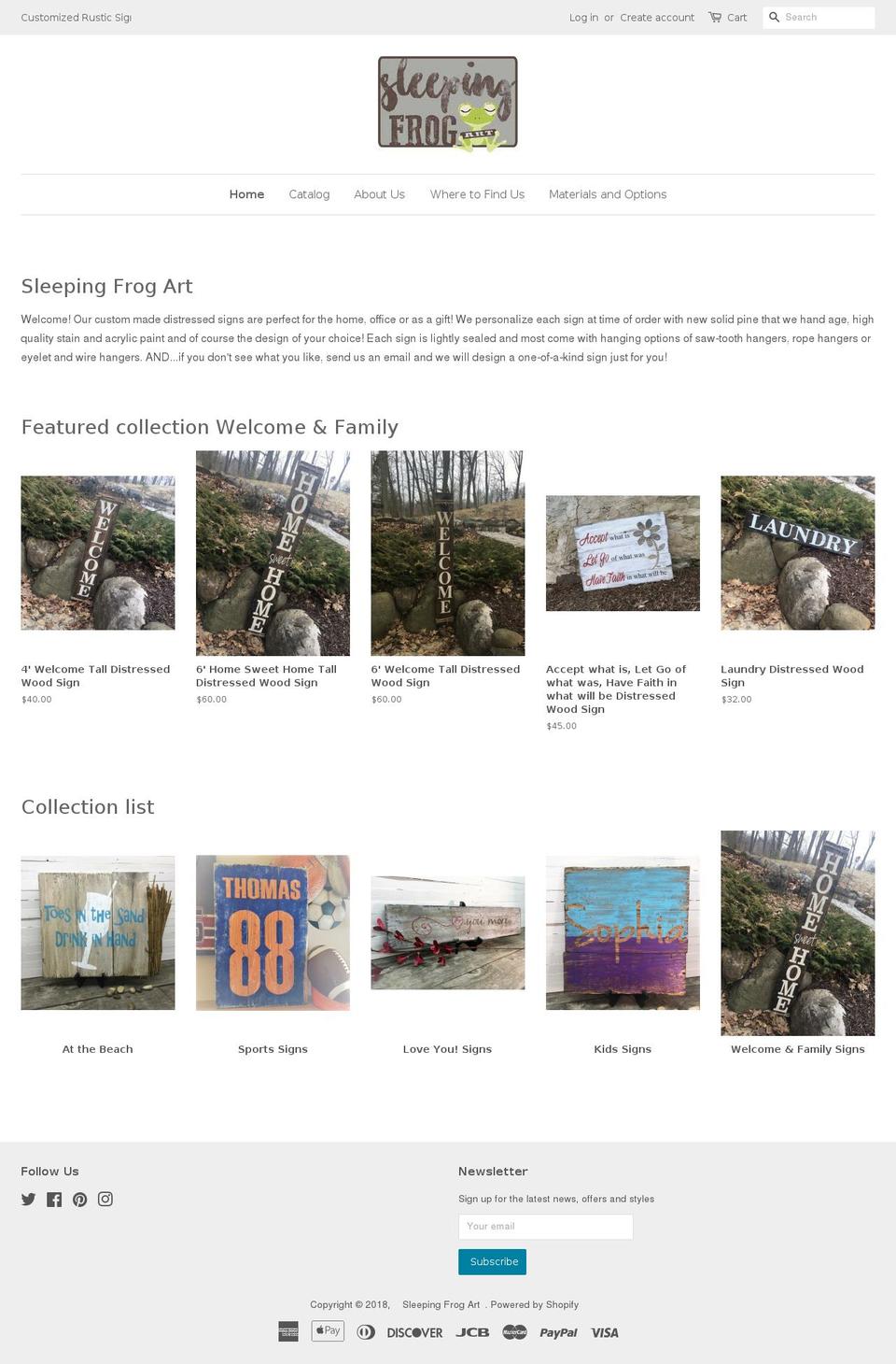 sleepingfrogart.com — Shopify storefront screenshot