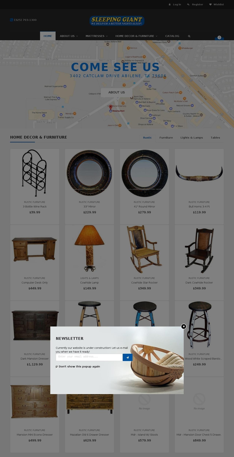sleepinggianttexas.com shopify website screenshot