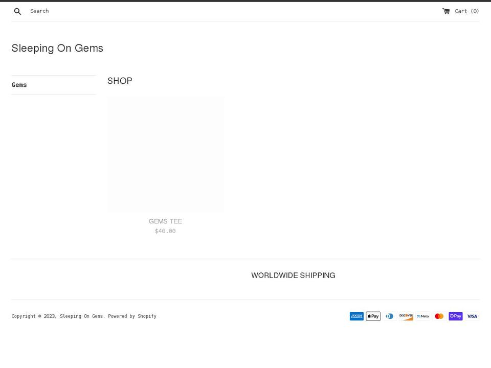 sleepingongems.com shopify website screenshot