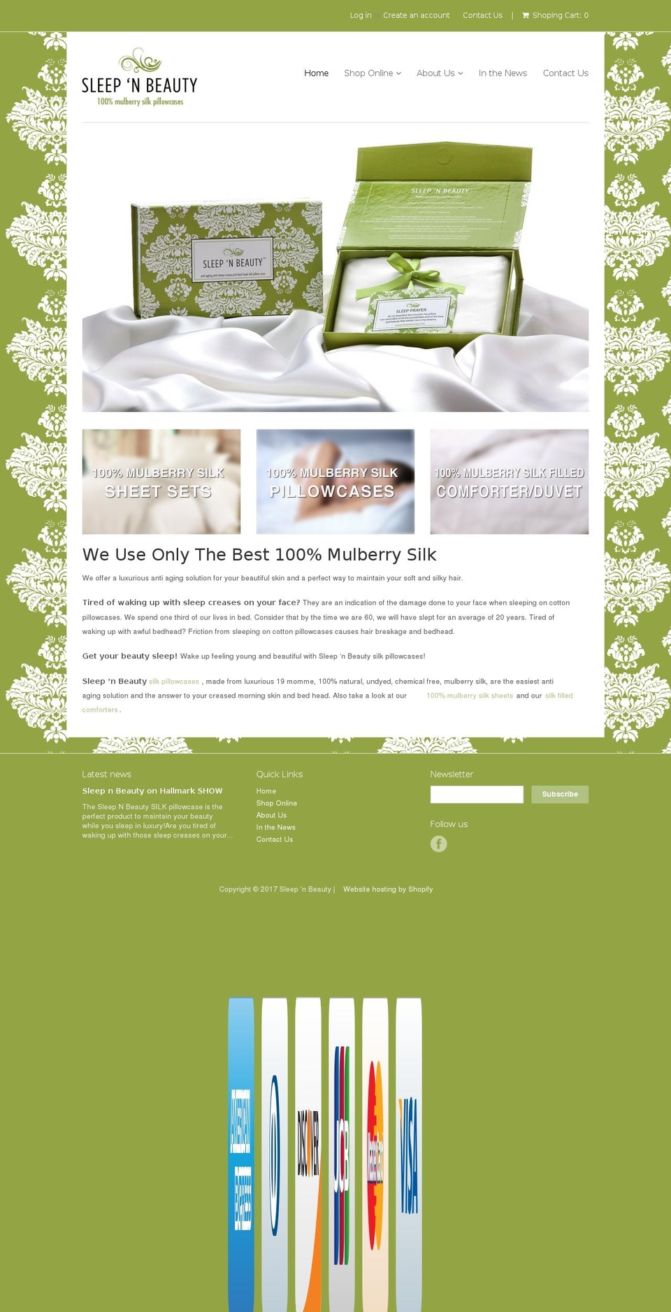 sleepnbeauty.com shopify website screenshot
