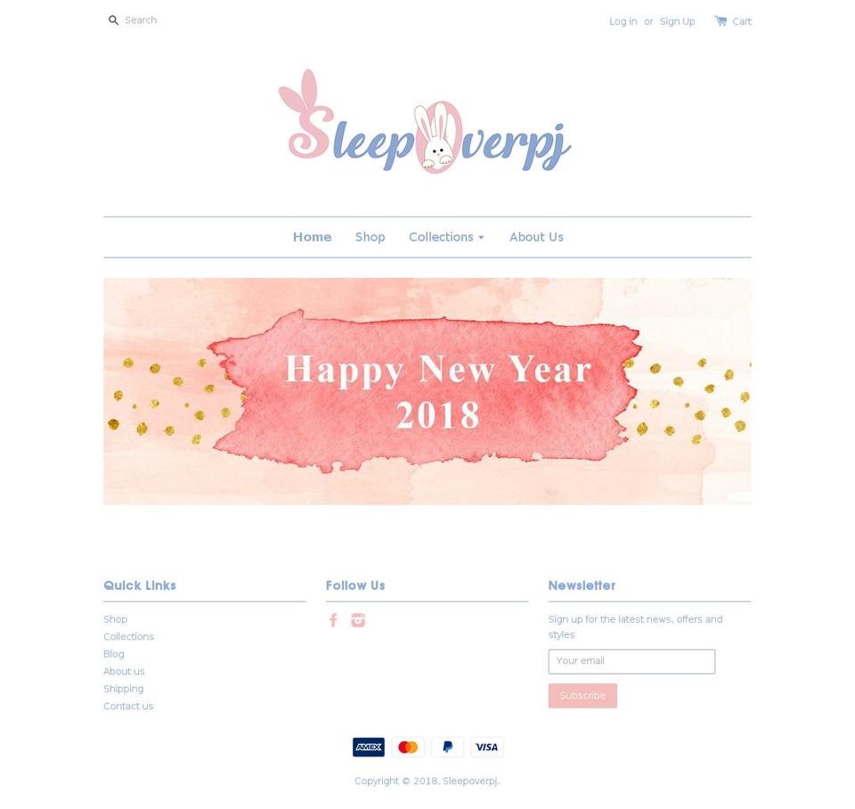 sleepoverpj.com — Shopify storefront screenshot