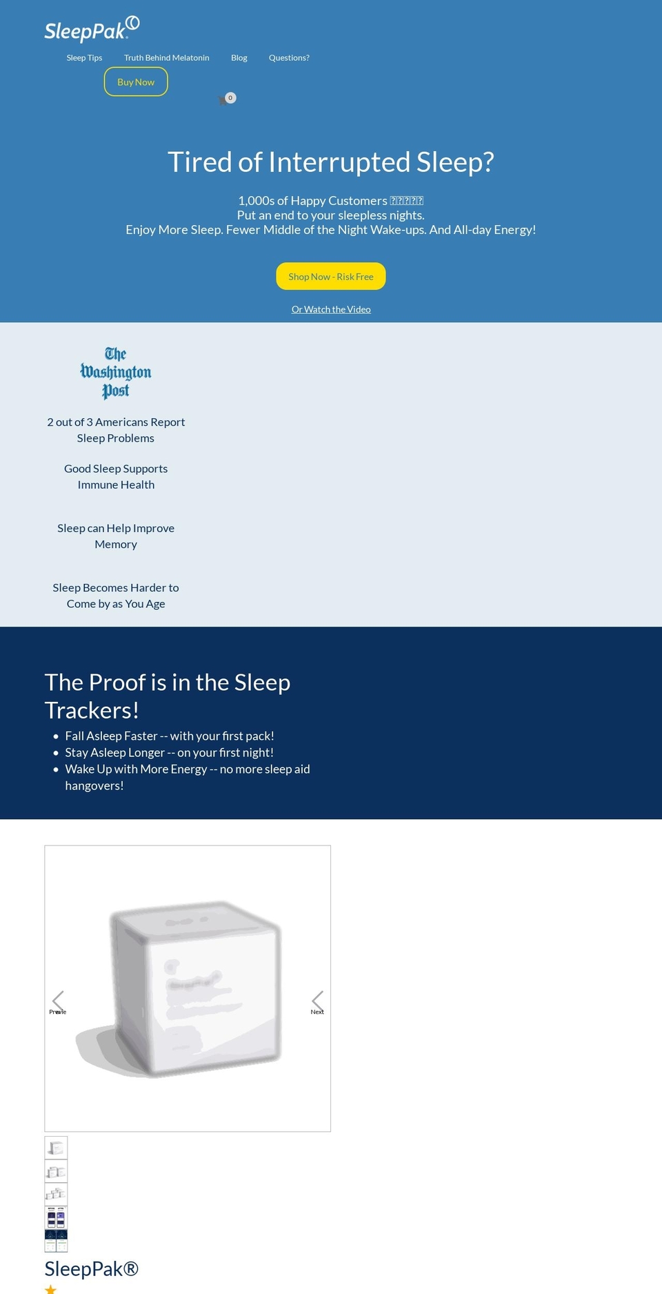 sleeppak.com shopify website screenshot