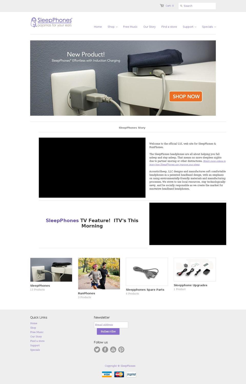 sleepphones.co.uk shopify website screenshot