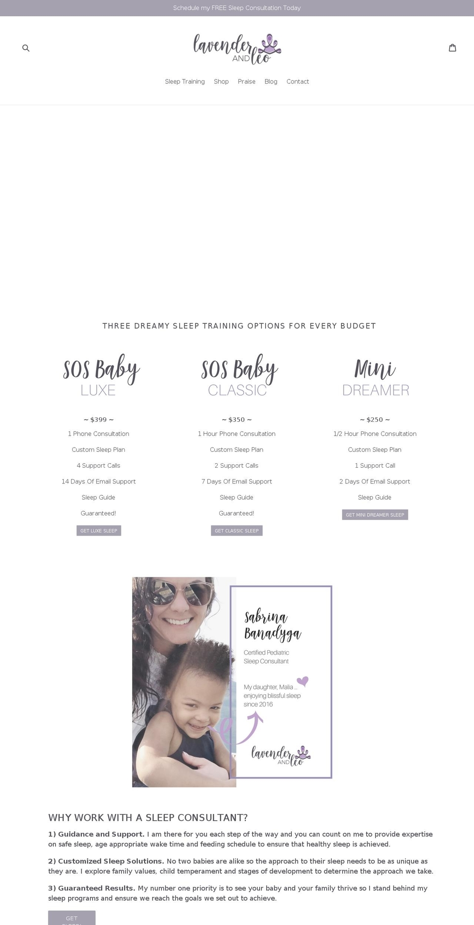 sleeptrainingvancouver.com — Shopify storefront screenshot
