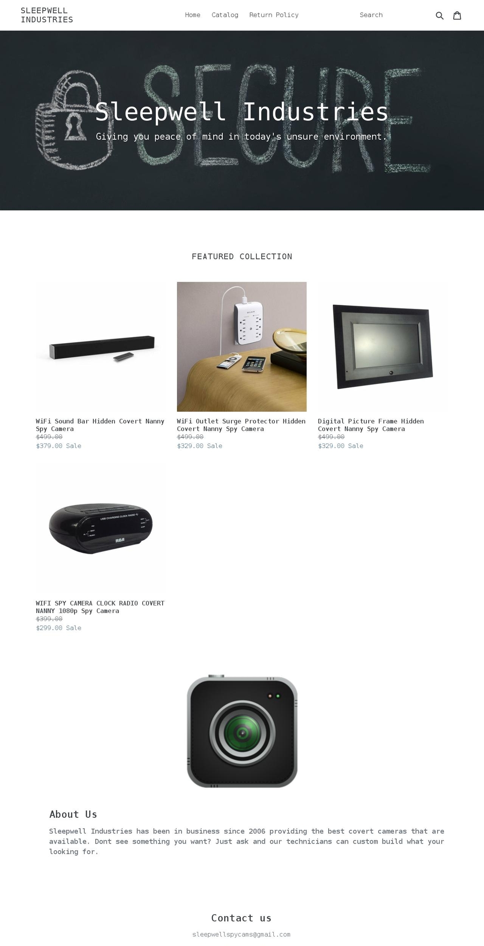 sleepwellcameras.com shopify website screenshot