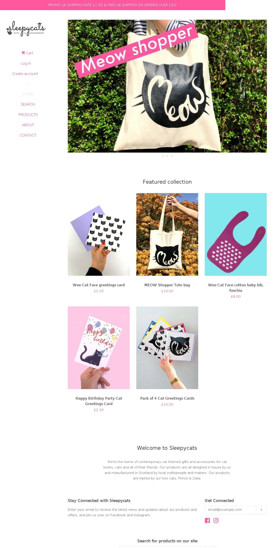 sleepycatsgifts.com — Shopify storefront screenshot