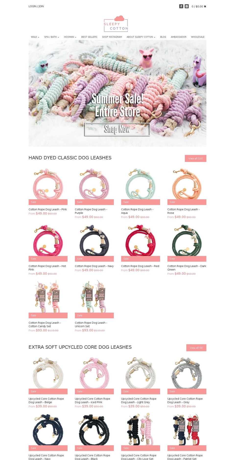 sleepycotton.com shopify website screenshot