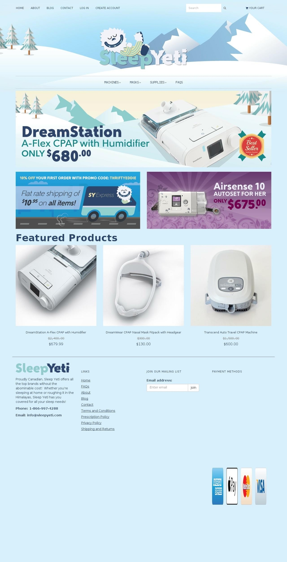 sleepyeti.com shopify website screenshot