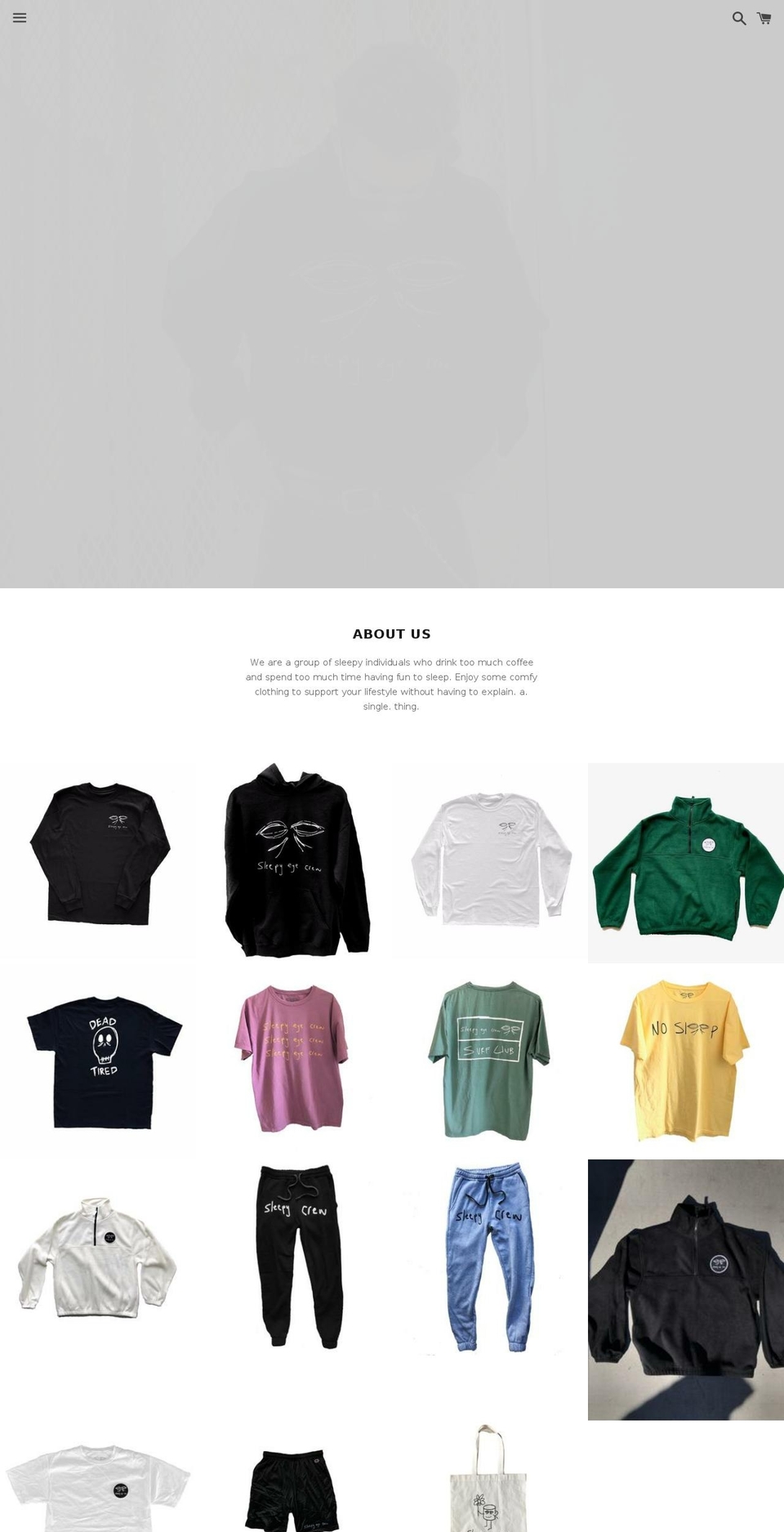 sleepyeyecrew.us shopify website screenshot