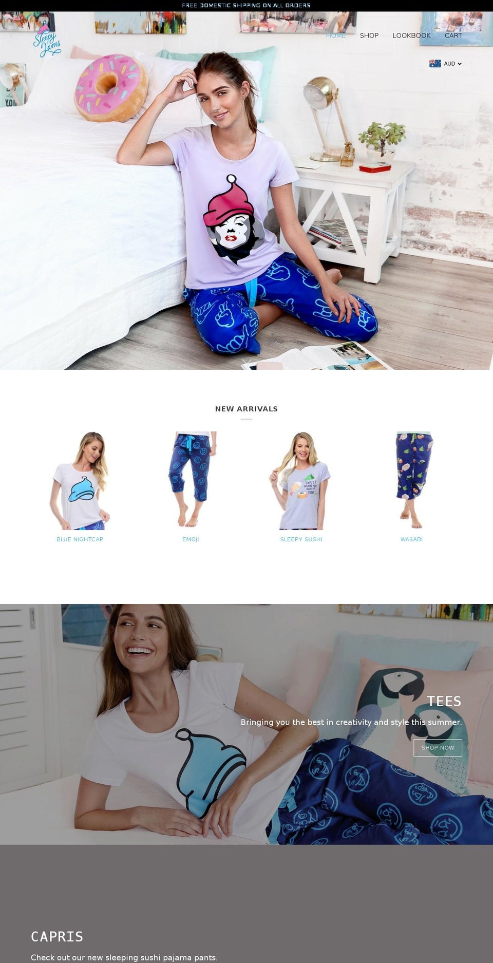 sleepyjams.com — Shopify storefront screenshot