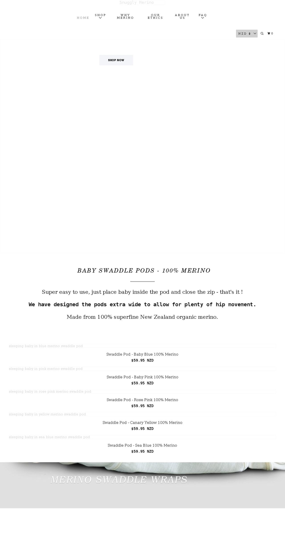 sleepymerino.com — Shopify storefront screenshot