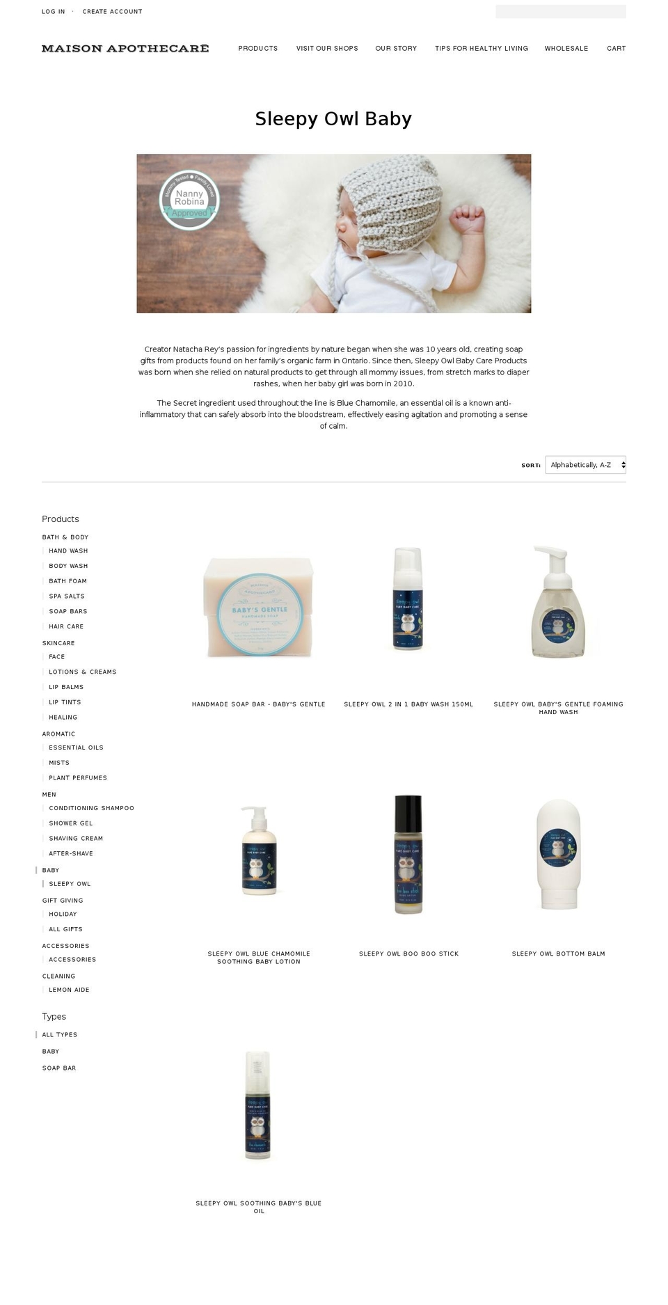 sleepyowlbaby.com shopify website screenshot