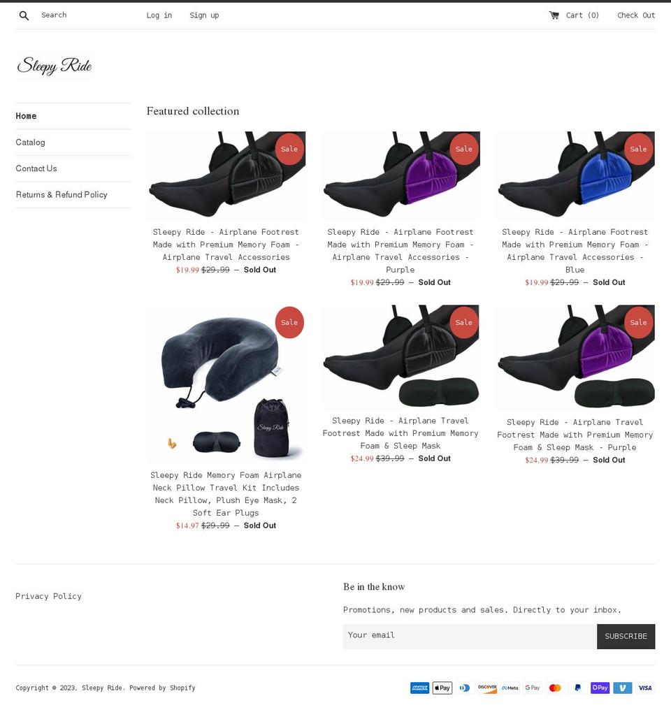 sleepyride.com shopify website screenshot