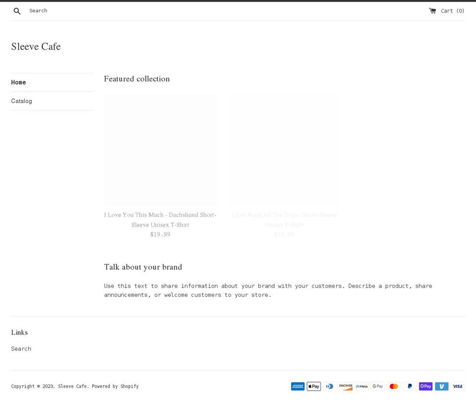sleevecafe.com shopify website screenshot