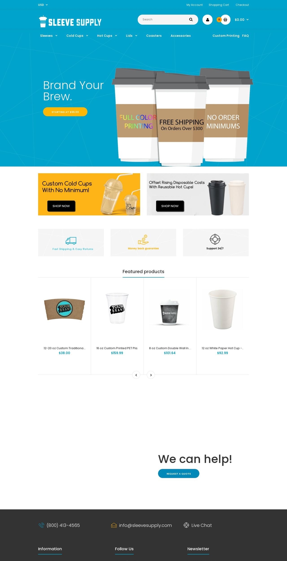sleevesupply.com shopify website screenshot