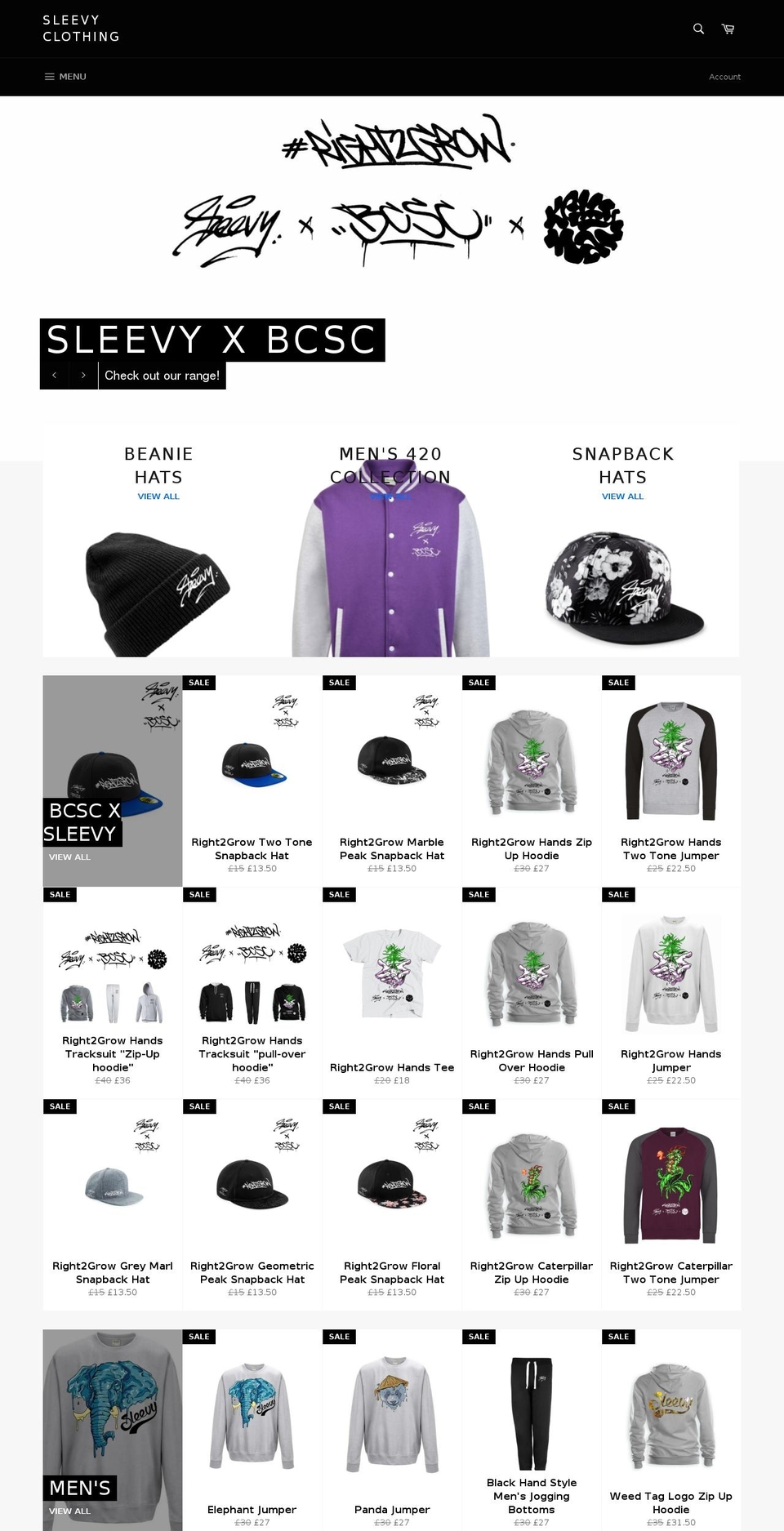 sleevyclothing.co.uk shopify website screenshot