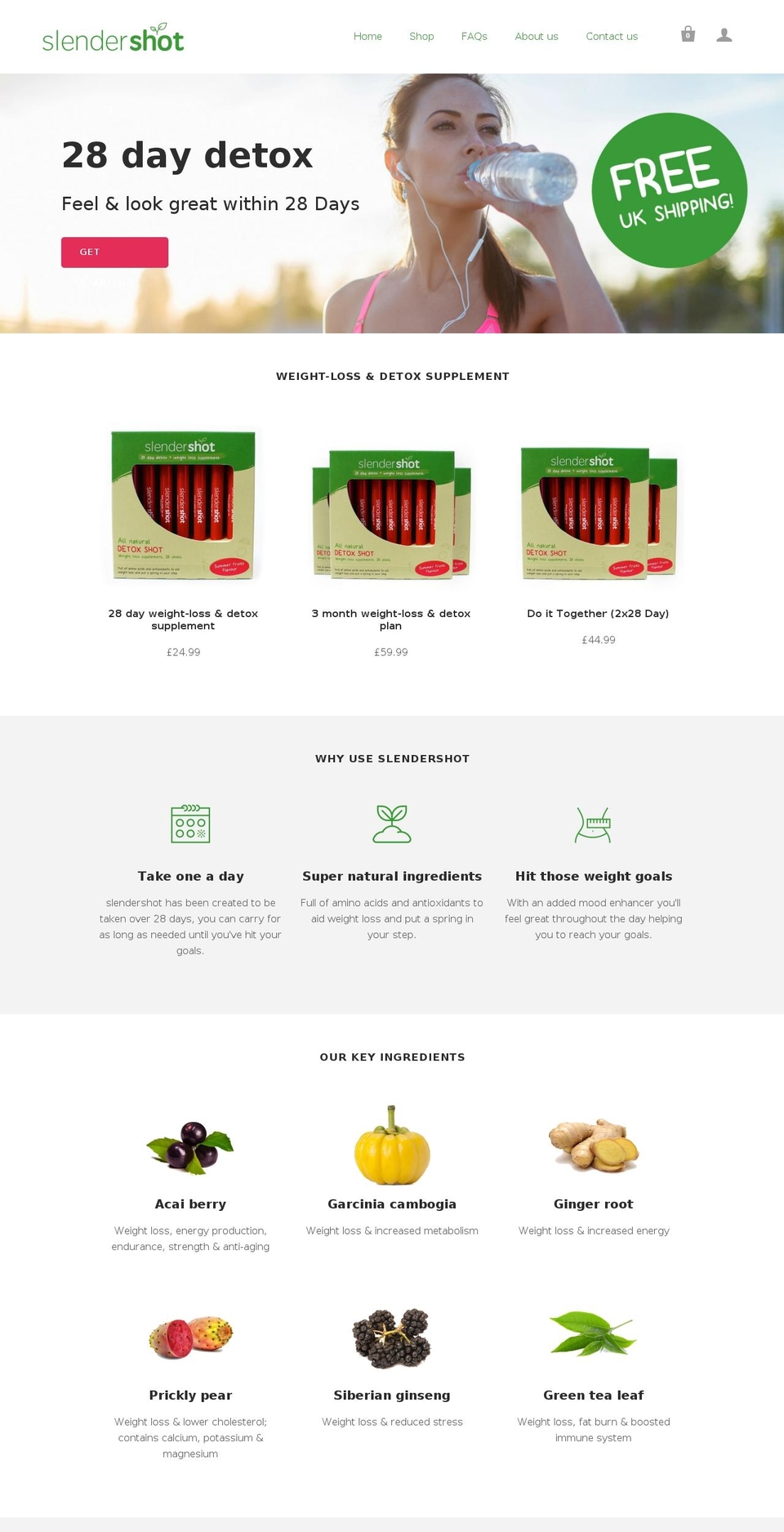 slendershots.com shopify website screenshot