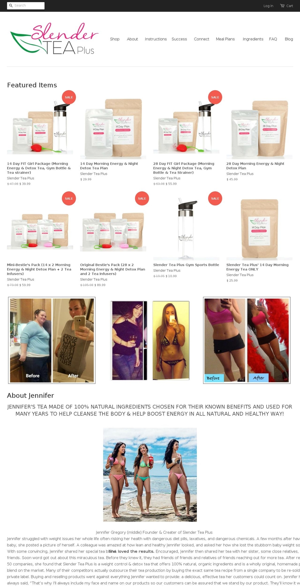 slenderteaplus.com shopify website screenshot