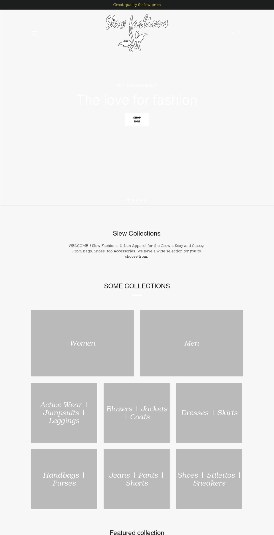 slewfashions.com shopify website screenshot