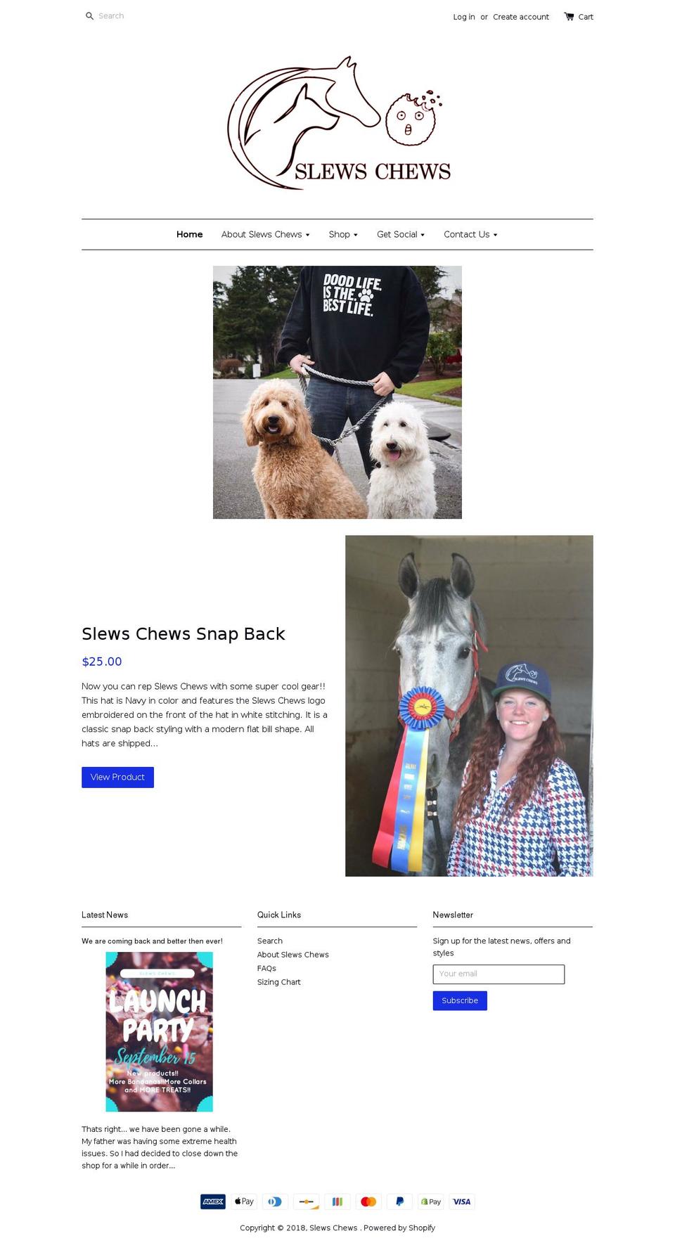 slewschews.com shopify website screenshot