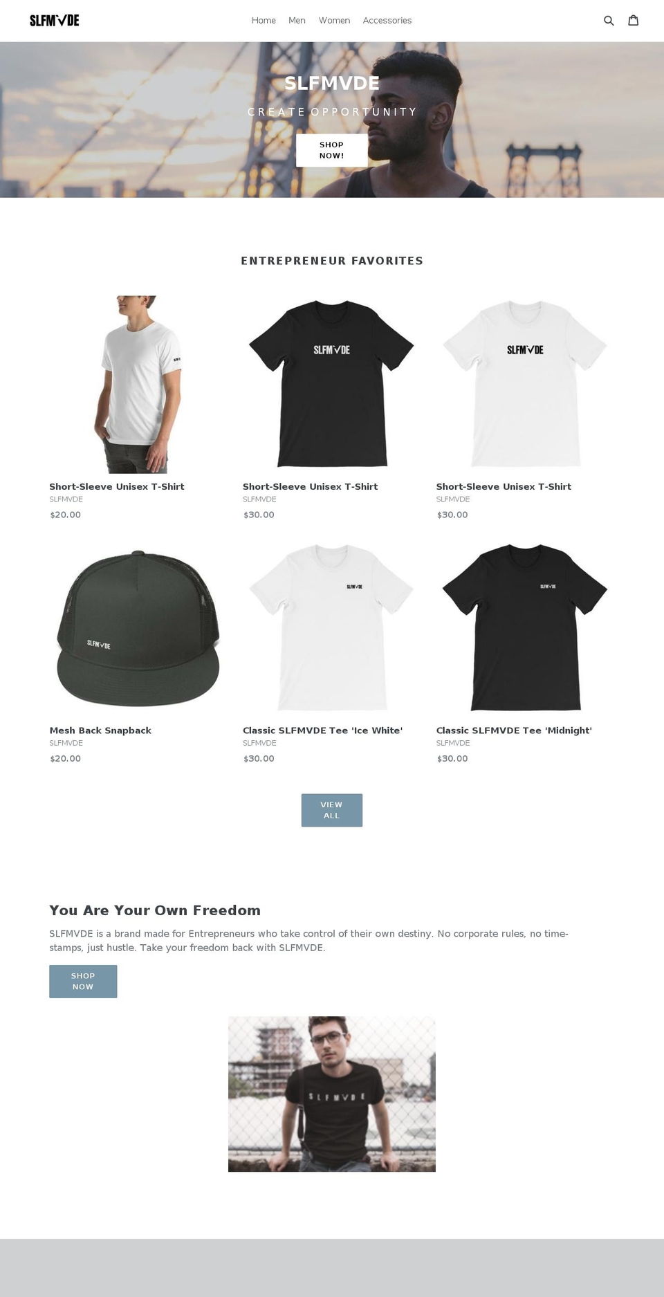 slfmvde.com — Shopify storefront screenshot