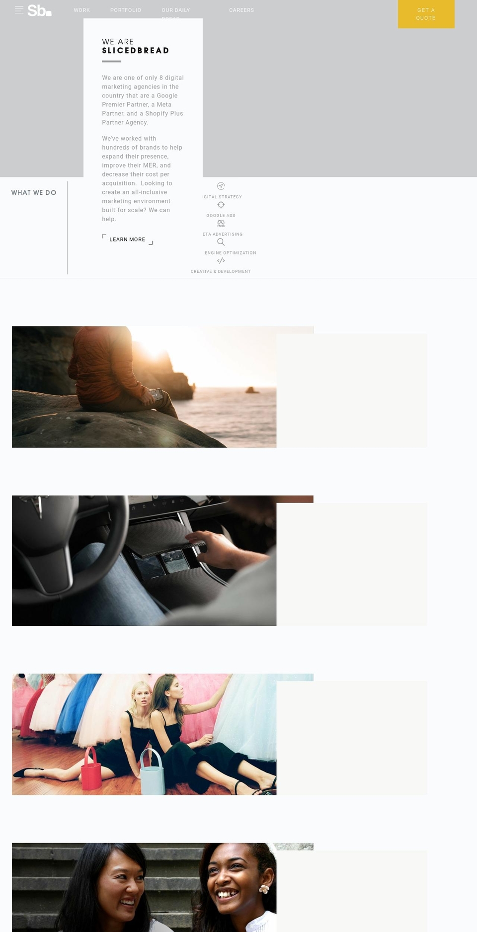 slicedbread.agency shopify website screenshot