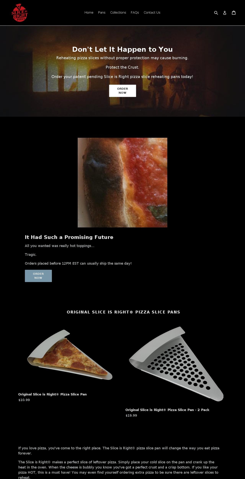 sliceisrightpizza.com shopify website screenshot