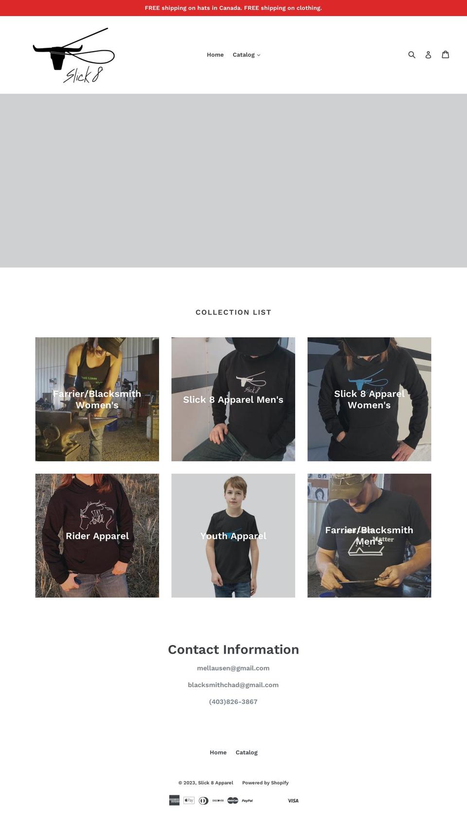 slick8apparel.com — Shopify storefront screenshot