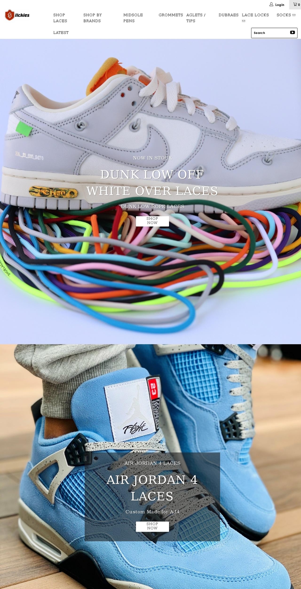 slickieslaces.co.uk shopify website screenshot