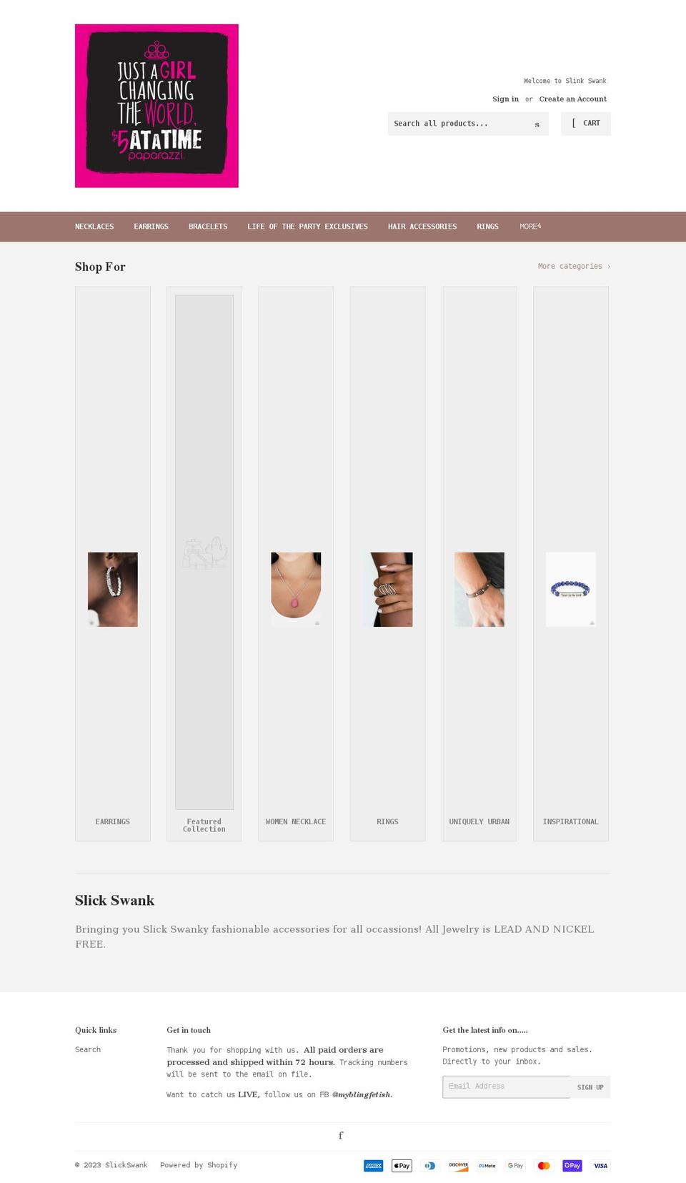 slickswank.com shopify website screenshot