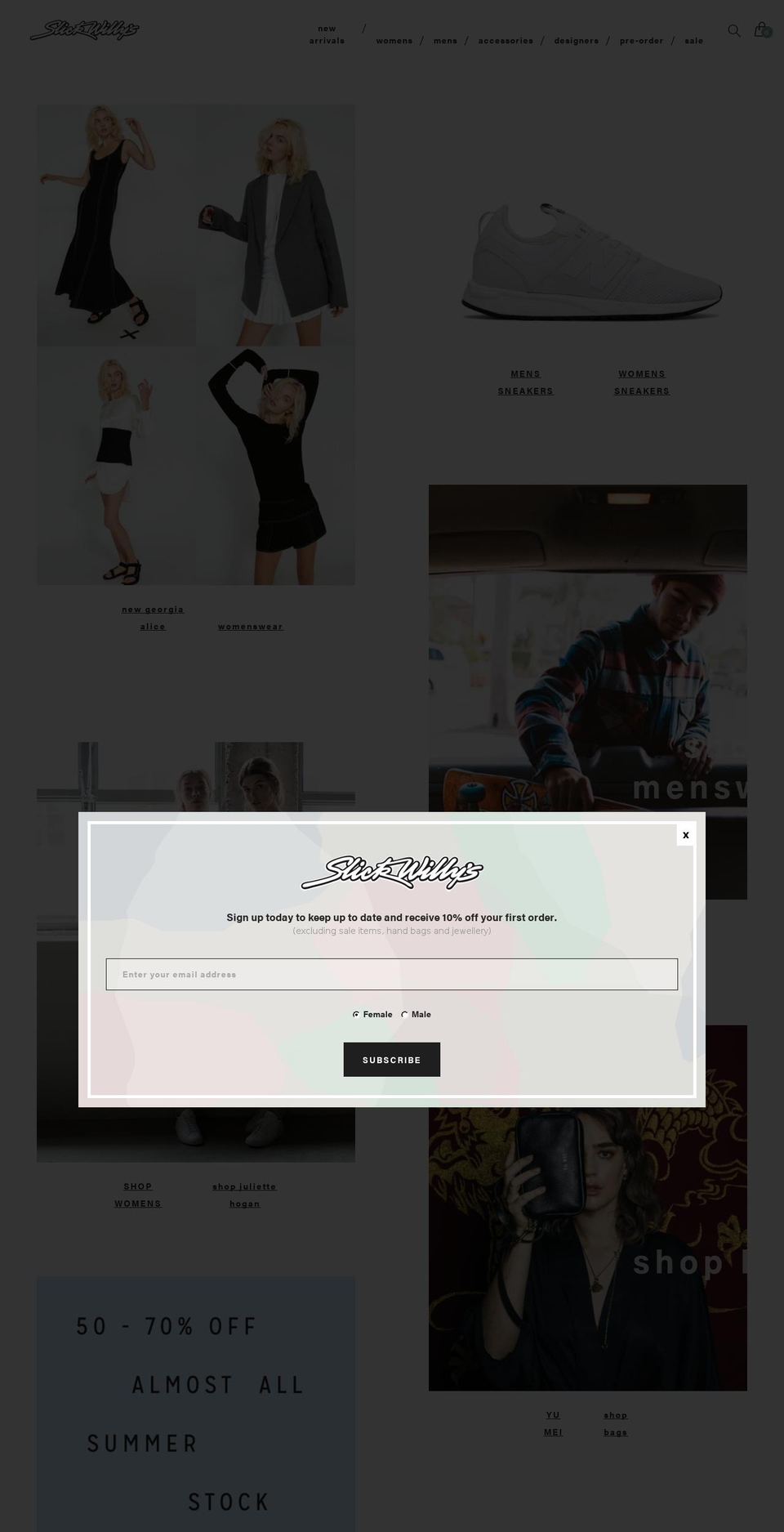 slickwillys.co.nz shopify website screenshot