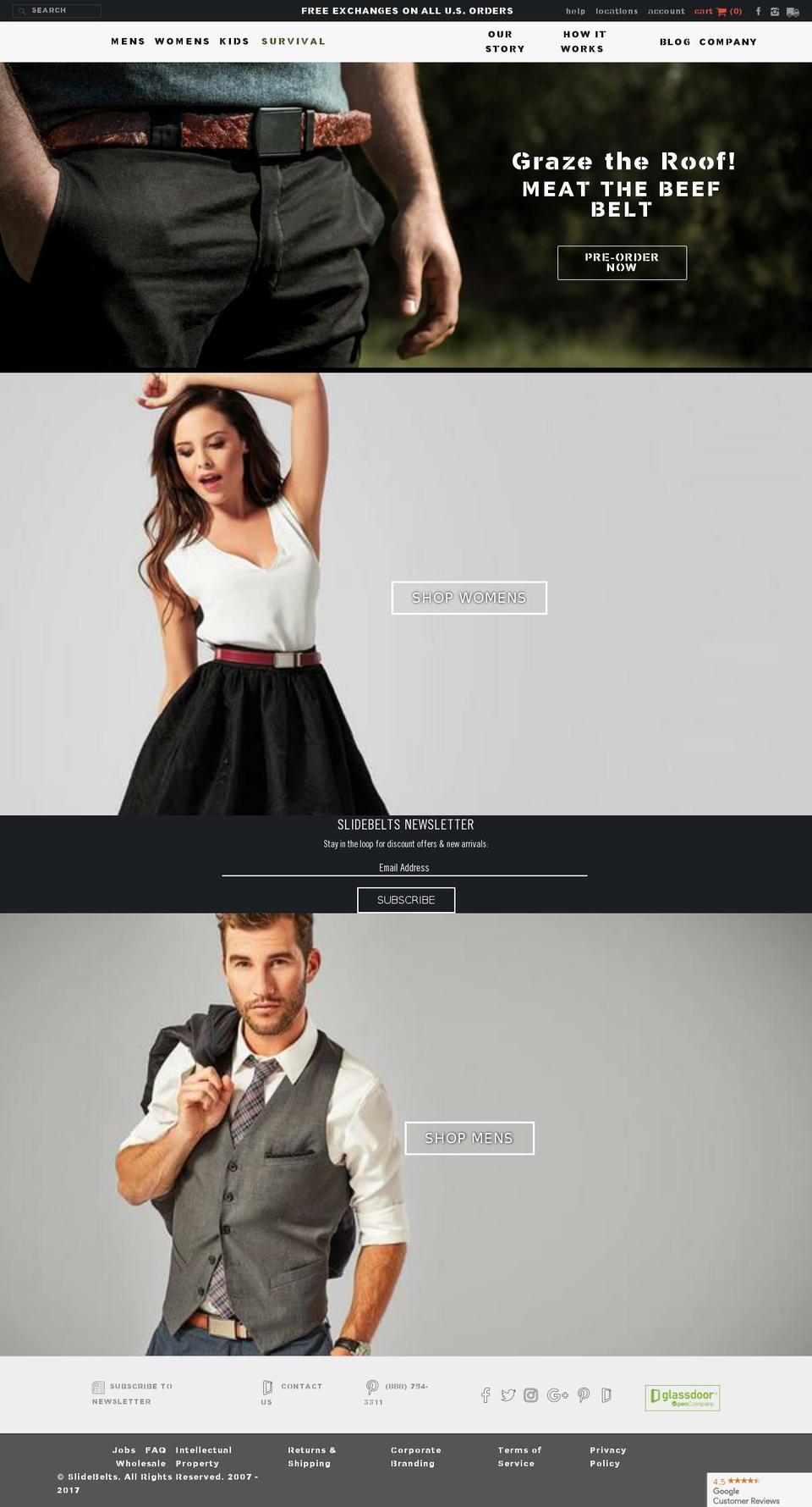 EVA Shopify theme site example slidebelts.com