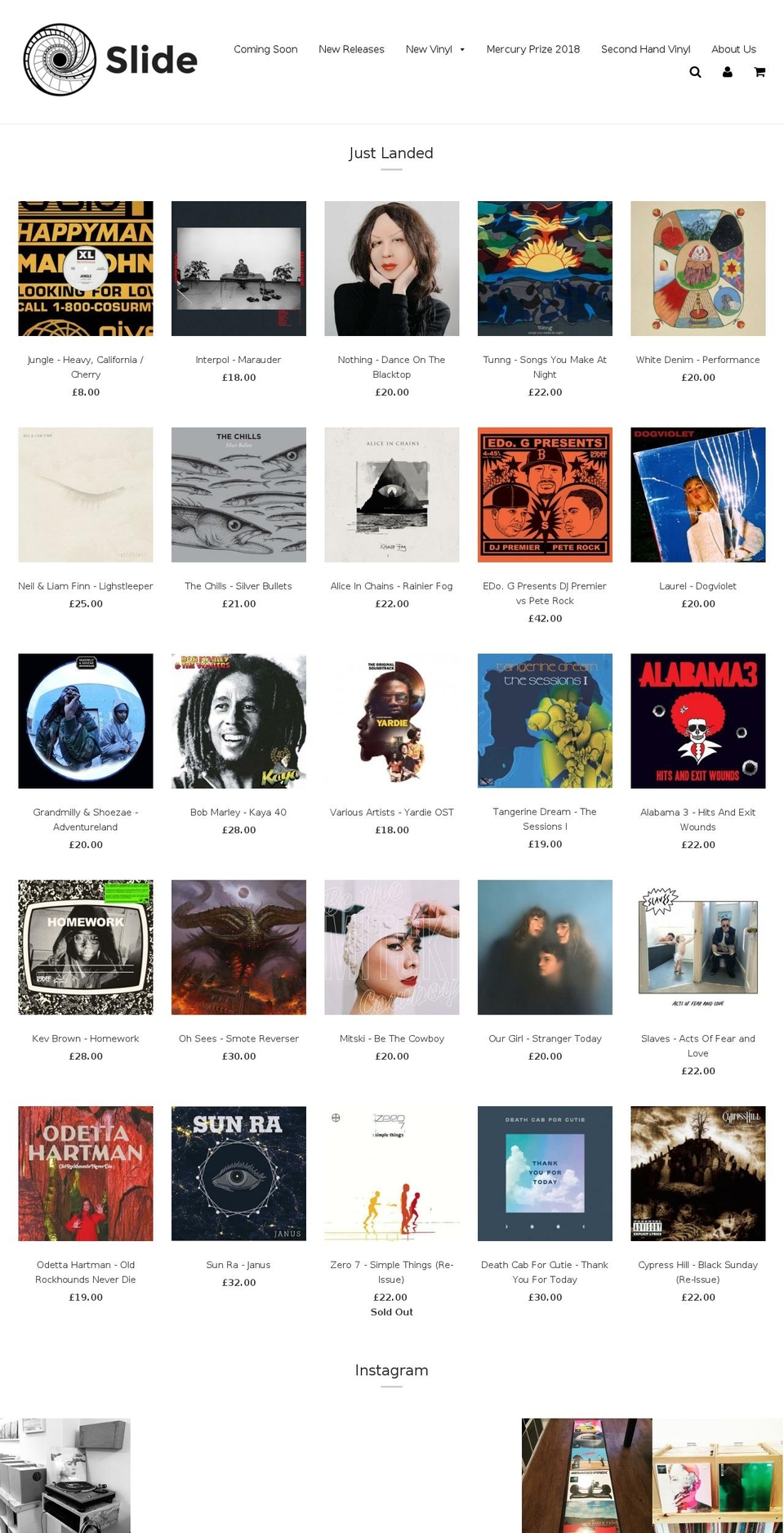 sliderecordshop.com shopify website screenshot
