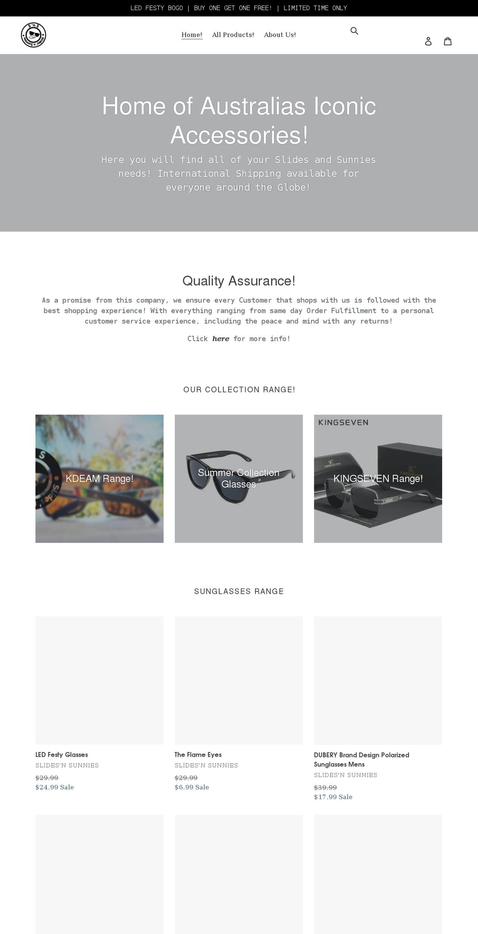 slidesnsunnies.com shopify website screenshot