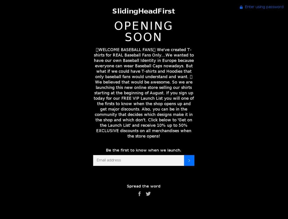 sliding-headfirst.com — Shopify storefront screenshot